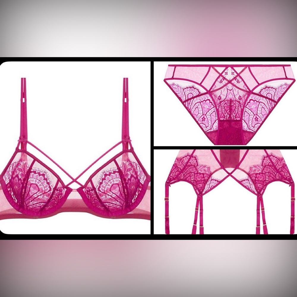 Dita Von Teese Maestra Magenta Lingerie Set 32D / Small